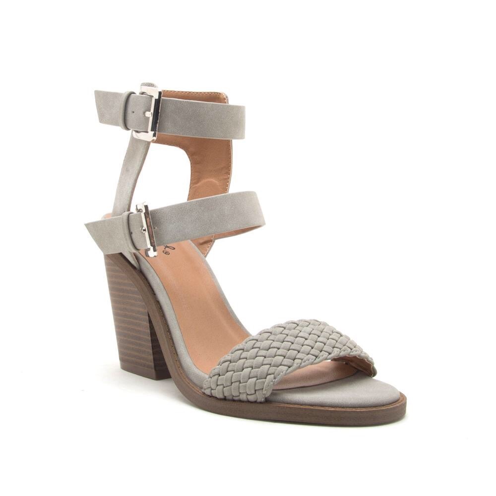 Grey Block Heel Shoes
